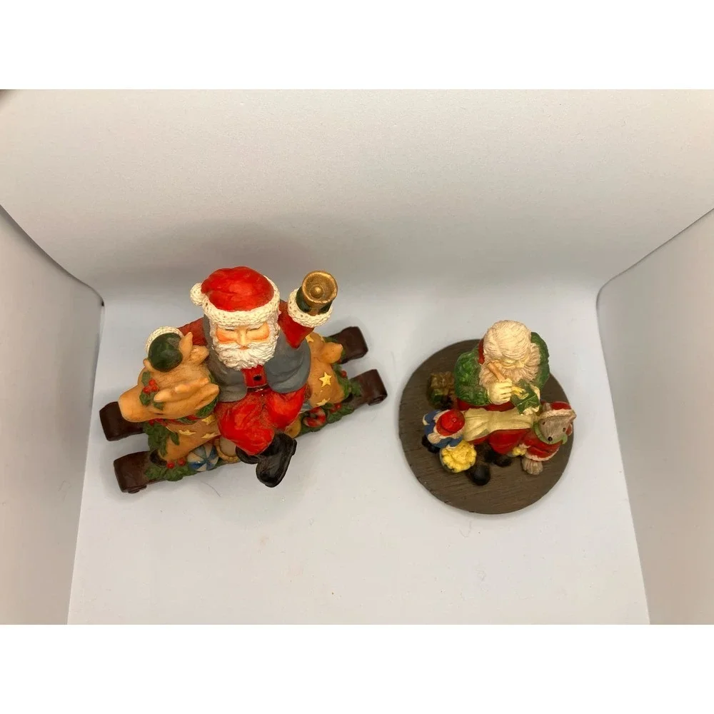 Christmas Santa‎ Figures Lot of 2 Rocking Reindeer Workshop Vintage St. Nick